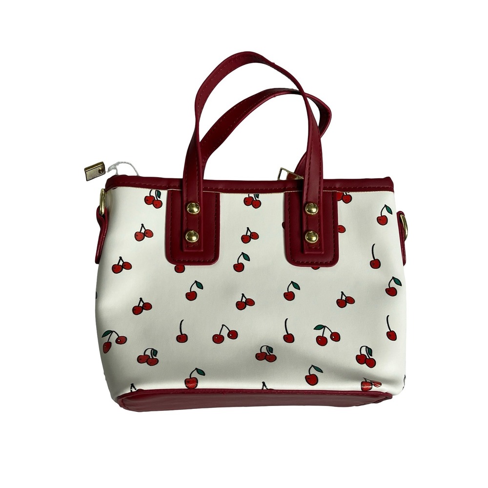 Mini Cherry Print Charm Bag Small Y2K Style White Red Crossbody Shoulder Handbag